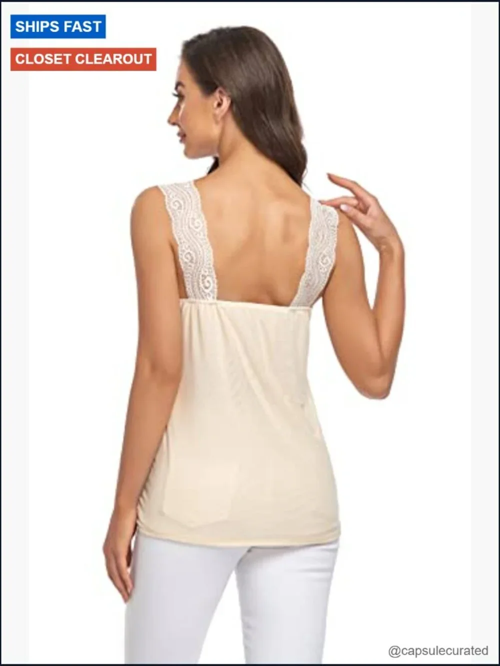 Satin Silk Camisole Lace Straps V-Neck Tank Top